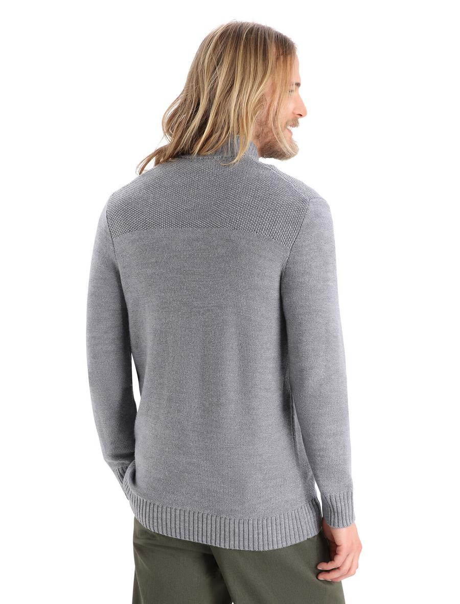 Gritstone Heather Icebreaker Merino Waypoint Long Sleeve Half Zip Top Men's Hoodie | AU 1252SGLO